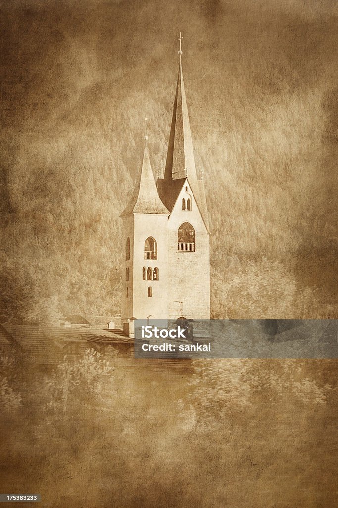 Vintage Papier stilisierte Bild der Kirche - Lizenzfrei Alt Stock-Foto