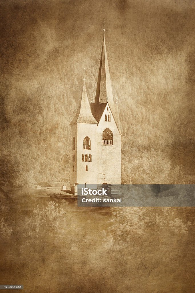 Carta di foto d'epoca stilizzato della chiesa - Foto stock royalty-free di Ambientazione esterna