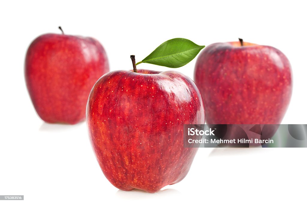 Three red apples Red apples isolated on white Apple - Fruit Stock Photo