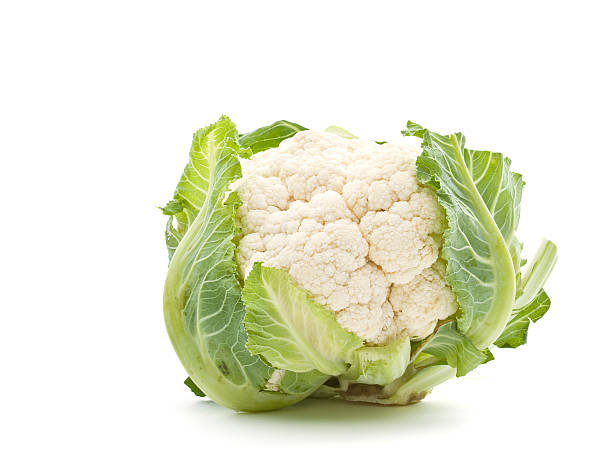cavolfiore su sfondo bianco - cauliflower foto e immagini stock