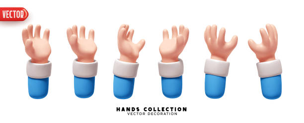 istock Set of hands 3d realistic design. Collection of cartoon hands palm up. Vector illustration 1753840422
