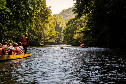 Adventure in river with kayak