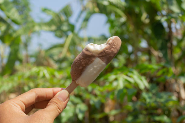 istock Half of the milk chocolate ice cream was bitten 1753844409