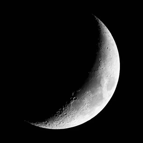 Photo of the crescent moon in high resolution.