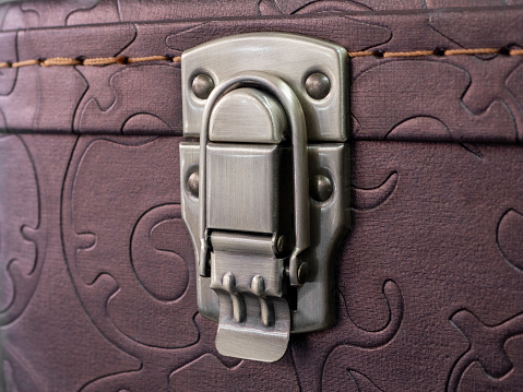 close up shot of Latch wood box , snap lock vintage style