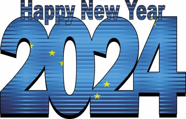 Vector illustration of Happy New Year 2024 with Alaska flag inside