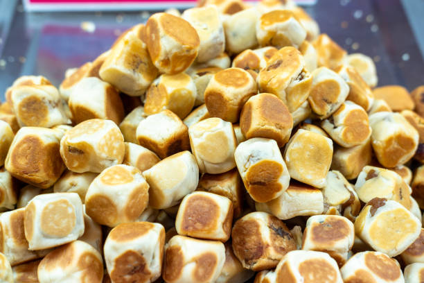 istock Dice Bean Cake snacks were placed on a stainless steel plate. 1753860592