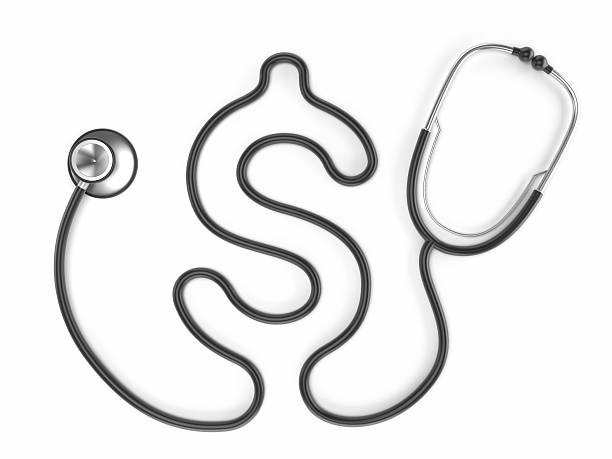 Health care costs Stetoscope with dollar shaped cord isolated on white.Similar images: health symbols/metaphors stock pictures, royalty-free photos & images