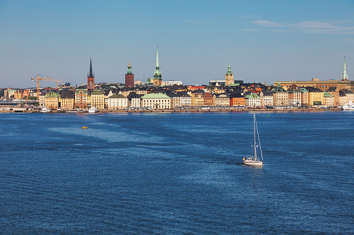 Waterfront buildings of Gamla stan, the old town of Stockholm in Sweden, Scandinavia