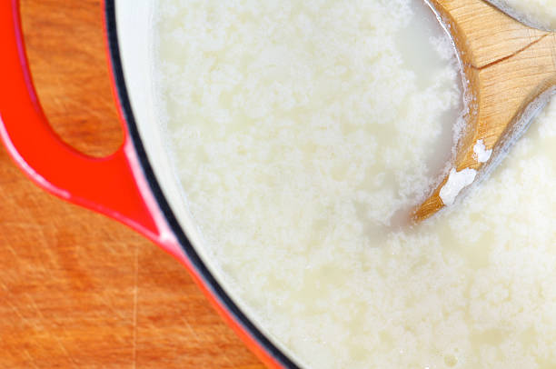 istock Making Homemade Ricotta Cheese from Above 175386649