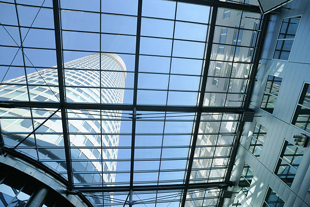 istock Steel and glass tower through window roof 175386686