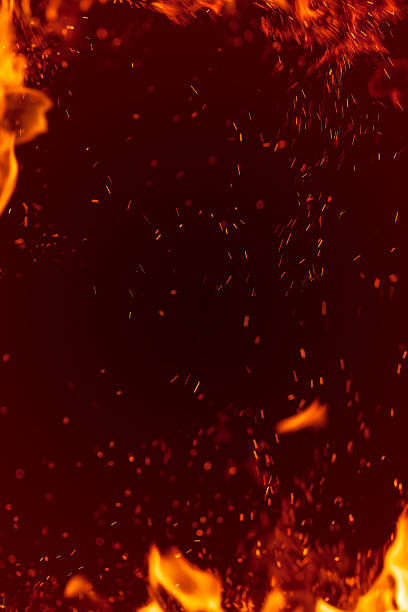 abstrait feu fond sparks - fireball orange flame burnt photos et images de collection