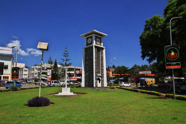 The clock tower in Arusha city in Tanzania, Africa Arusha, Tanzania - 03 Jan 2017: The clock tower in Arusha city in Tanzania, Africa arusha region stock pictures, royalty-free photos & images