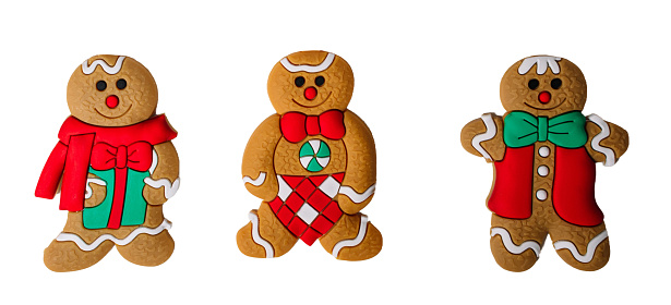 Christmas biscuit set, isolated on white or transparent background cutout.