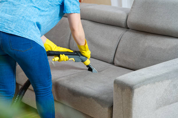 istock Sofa chemical cleaning with professionally extraction method. Wet textile sofa cleaning 1753874989