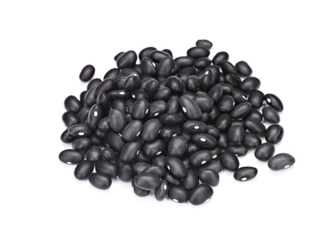 Black Turtle Beans on White Background.