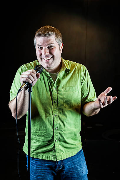 Funny Man With Microphone stock photo