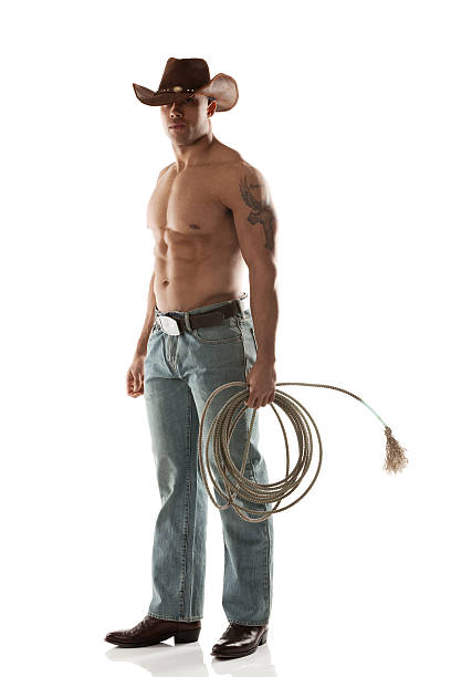 cowboy mit lasso - tattoo men human arm shoulder stock-fotos und bilder