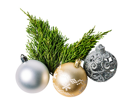 Christmas ornament with reflection on white background. isolated