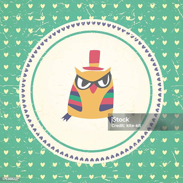 Vintage Owls Cartão De Saudações E Corações Sem Costura Fundo - Arte vetorial de stock e mais imagens de Abstrato