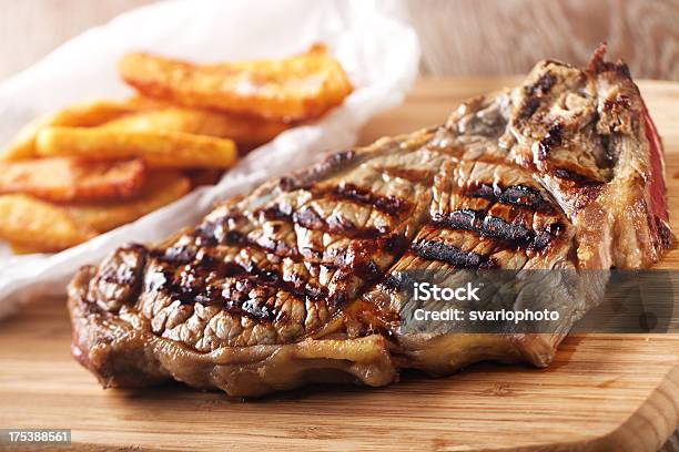 Grilled Beefsteak With French Fries Stock Photo - Download Image Now - Potato Chip, Beef, Fillet