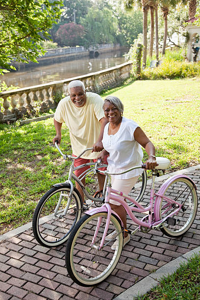 istock Senior African American couple riding bicycles 175388783
