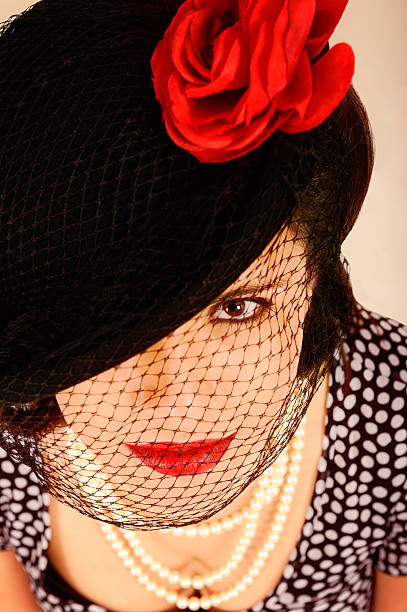 istock Retro Glamour Woman In Black Hat With Netting - Hispanic 175388971
