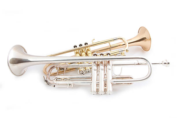 Trumpet Duet Trumpet Duet trumpet player isolated stock pictures, royalty-free photos & images