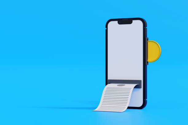 istock Insert coin into smartphone with paper bill payment transaction on screen, online shopping, 3D rendering. 1753892051
