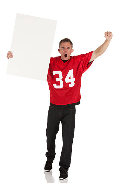 istock Sportsman shouting with a placard 175389284
