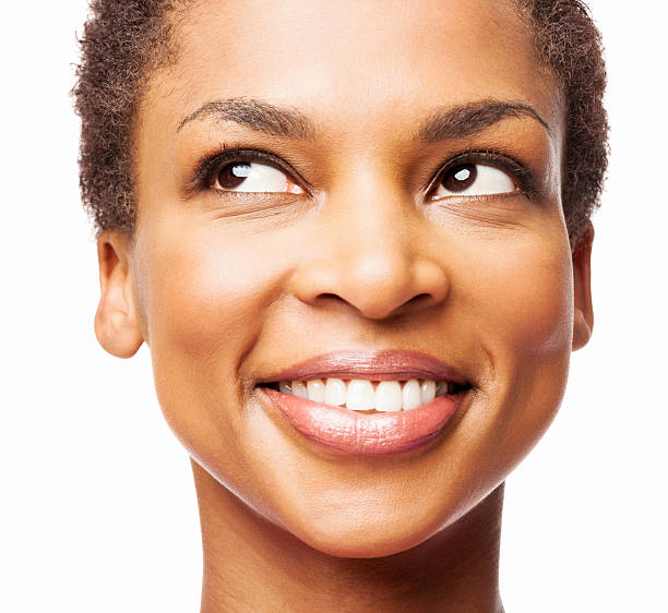 istock African American Woman Smiling While Looking Up - Isolated 175389327