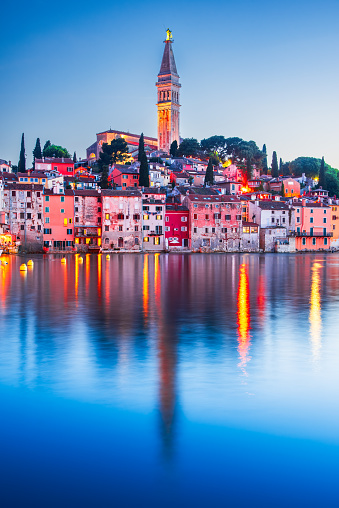 Rovinj, Croatia. Old town harbor, famous city of Istria Peniunsula, Adriatic Sea landmark.
