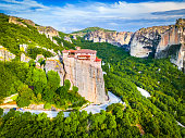 Meteora, Greece. Monastery of Roussanou, world Greek heritage.