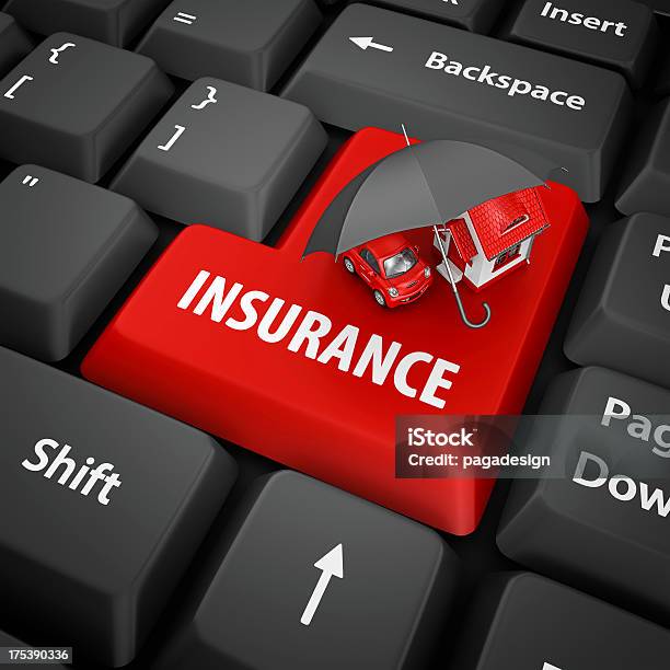 Insurance Enter Key Stock Photo - Download Image Now - Insurance, Icon Symbol, Umbrella