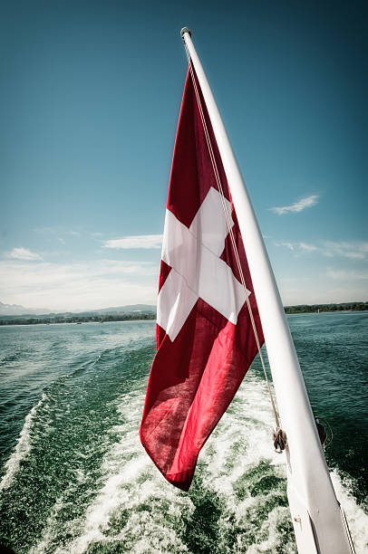 istock swiss flag on a boat 175390485