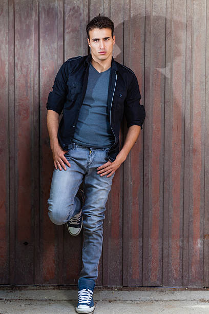 istock Young male fashion model in urban setting 175391609
