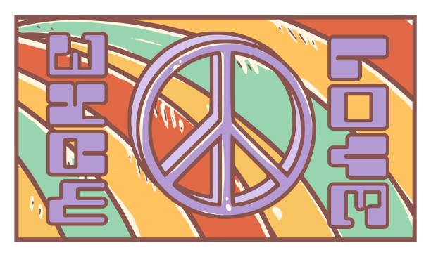 istock Groovy hippie 70s sticker. Symbol hippie on rainbow background. Sticker in trendy retro psychedelic cartoon style 60s. Make love. Good vibes. Stay groovy 1753923989
