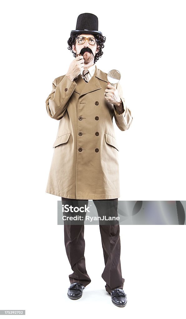 Detective Inspector con Pipa & la lente d'ingrandimento - Foto stock royalty-free di Lente d'ingrandimento