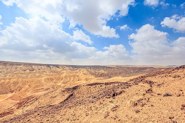 "Sunlight over beautiful desert mountain in the holyland, desert Negev, Israel"