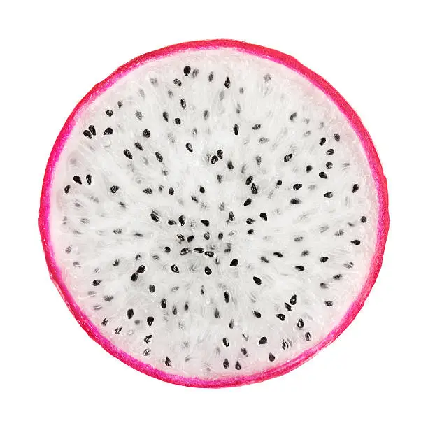 Dragon fruit portion on white background. Clipping path included.Tropical fruits from