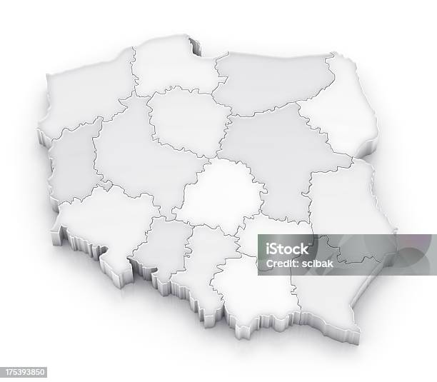 Poland Map With Provinces White Version Stock Photo - Download Image Now - Map, Poland, Black And White