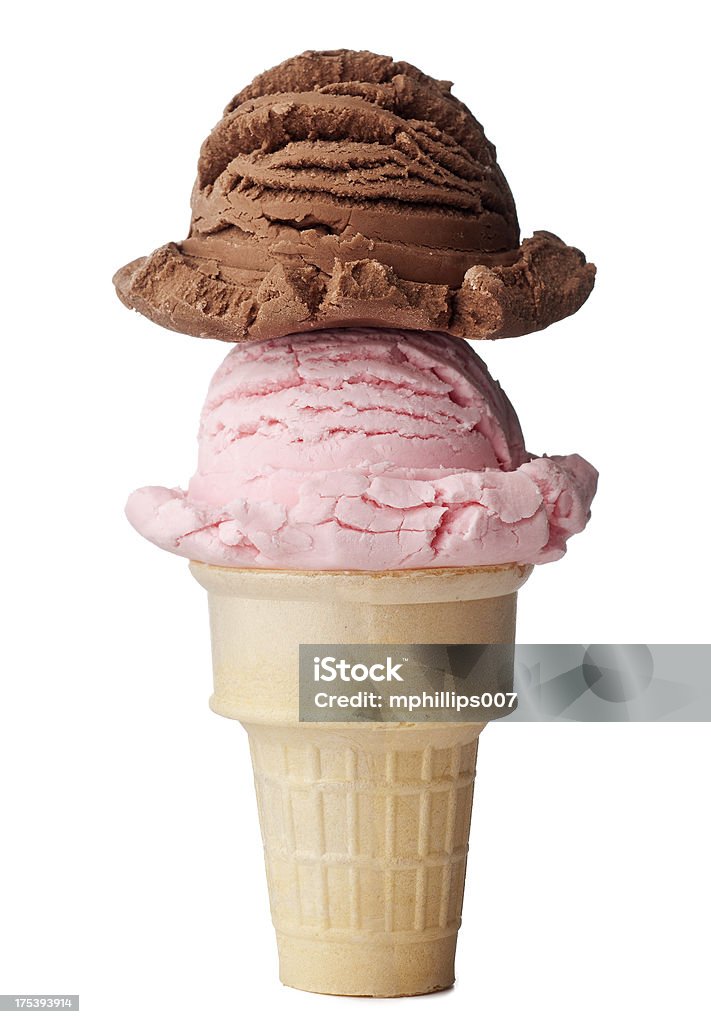 Ice Cream Cone Double scoop ice cream cone.  Please see my portfolio for other food related images. Ice Cream Stock Photo