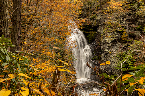Dingmans Falls cascade down the mountain in Pennsylvania