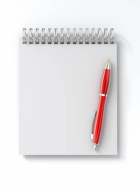 bloco de notas e canetas - red pen paper document - fotografias e filmes do acervo