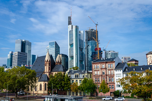 Frankfurt, Germany - October 13, 2023: Skyline cityscape of Frankfurt on the Main.