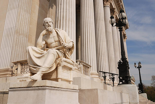Statue of Herodotus Statue of Herodotus in front of Austria parliament in Vienna parliament building photos stock pictures, royalty-free photos & images
