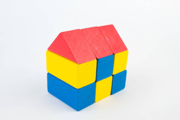 istock House from blocks of children's constructor on a white background. 1753955123