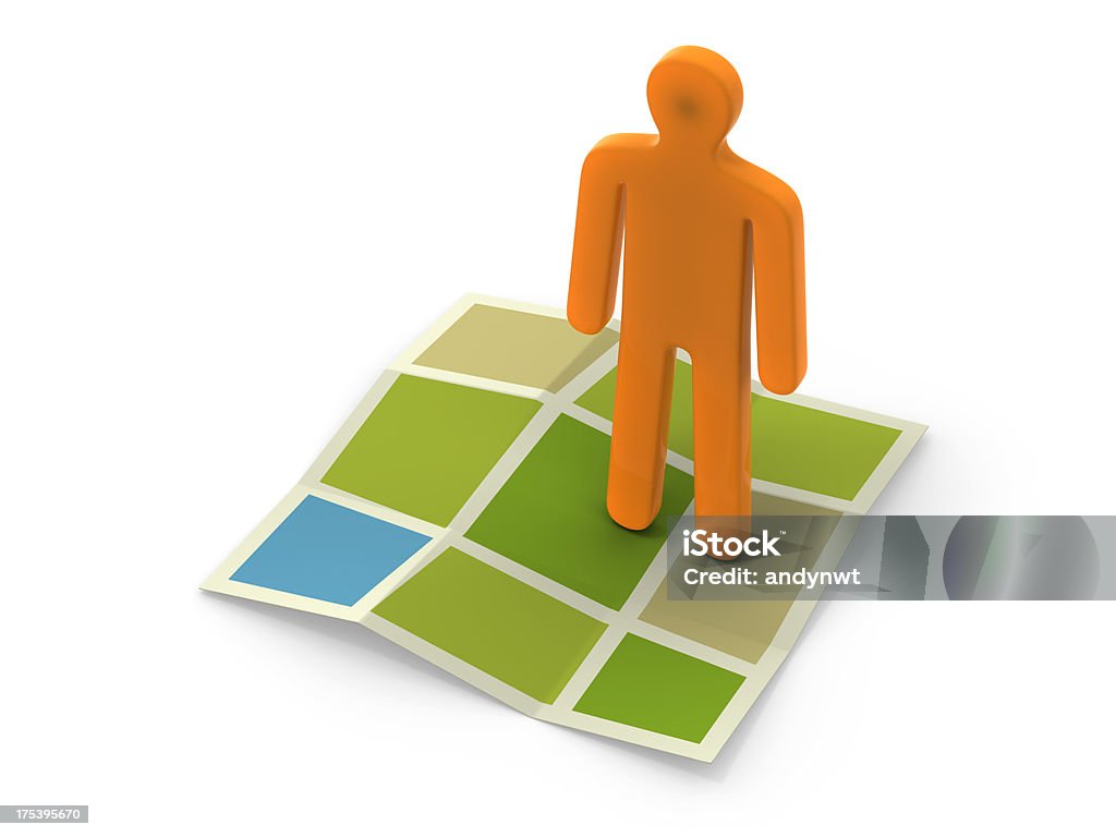 Figurine on map A figurine standing on a map isolated on white background. (With clipping path) Business Stock Photo