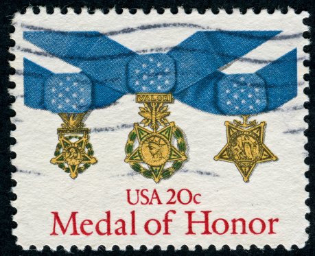 Cancelled Stamp From The United States Featuring The Medal Of Honor