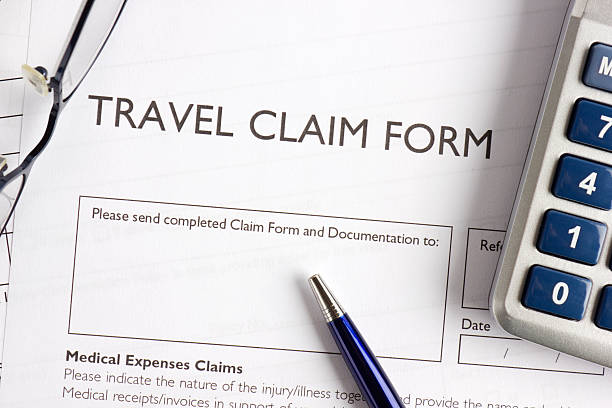 Travel claim form stock photo